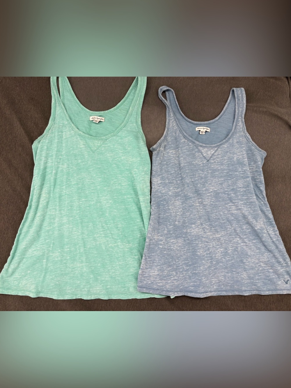 Lot Of 2 American Eagle Outfitters Women Marled Tank Top Aqua Blue Xsmall Small